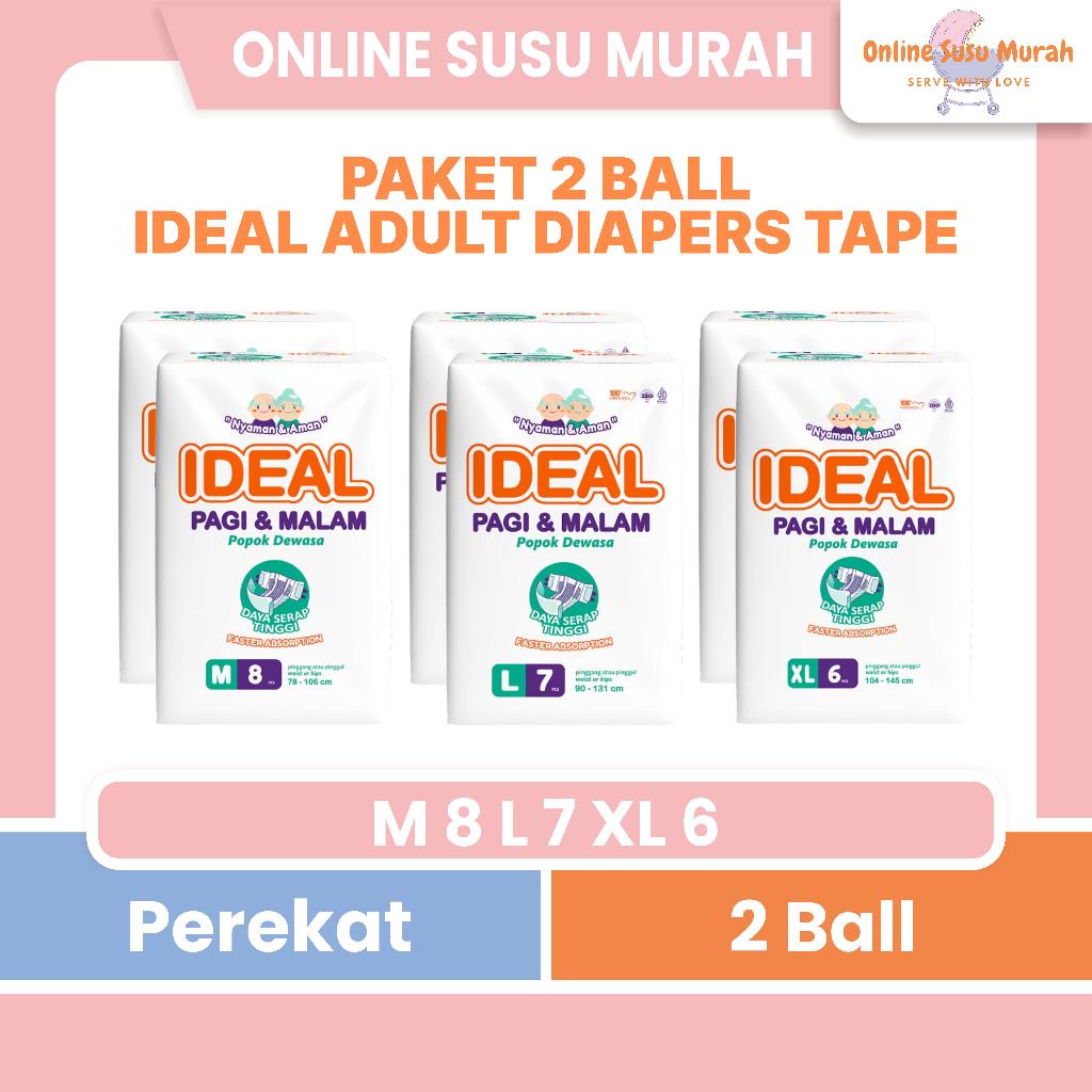 IDEAL ADULT DIAPERS PAKET 2 BALL TAPE M 8 L 7 XL 6 POPOK DEWASA M8 L7 XL6 PPKS