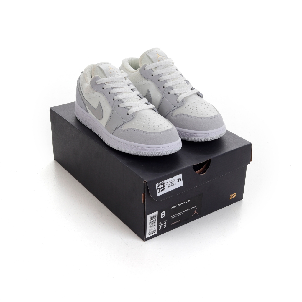 (VLTAVN) Sepatu Sneakers Nike Air Jordan 1 Low Paris White Sky Grey