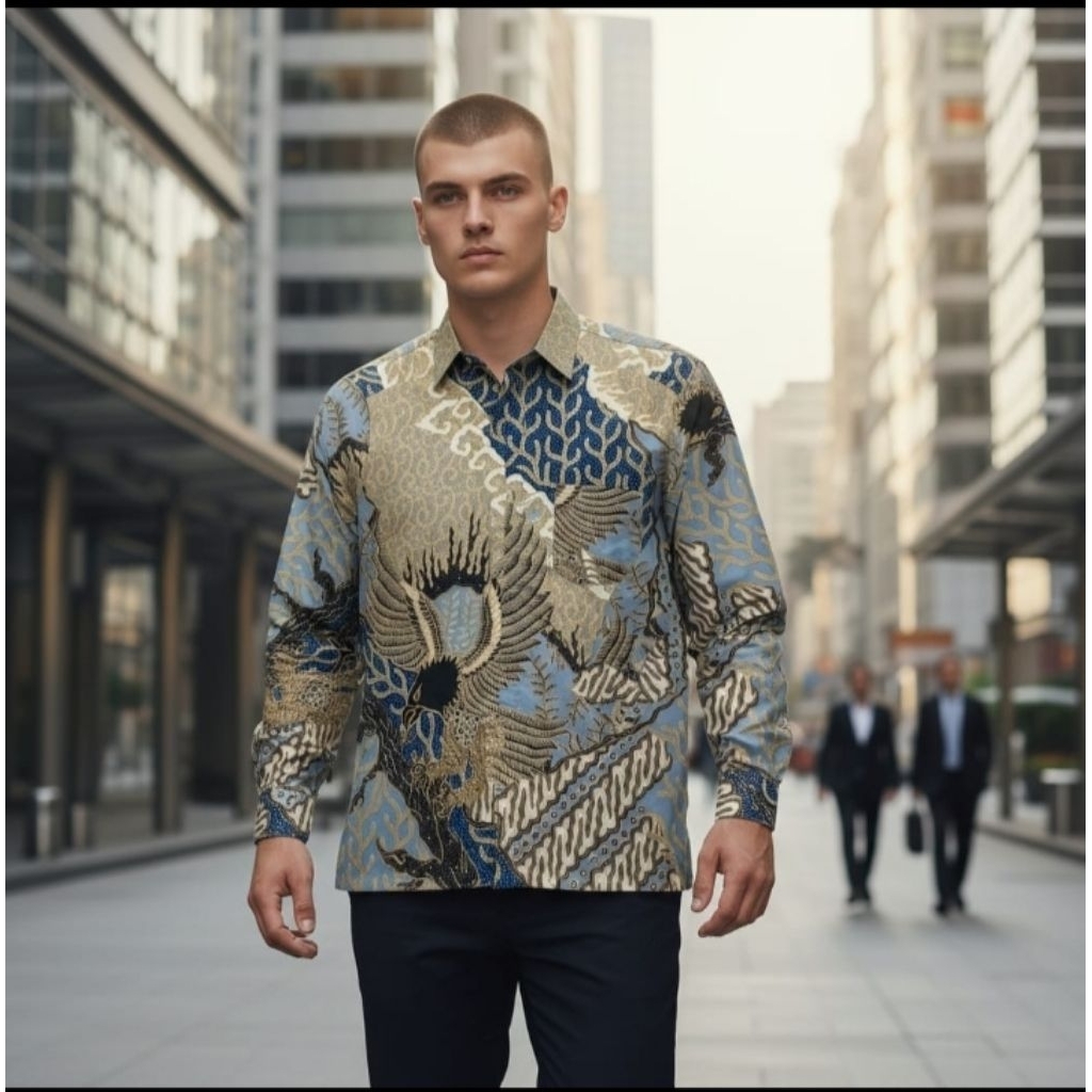 kemeja batik murah lengan panjang bahan polymicro batik seragam batik hajatan.
