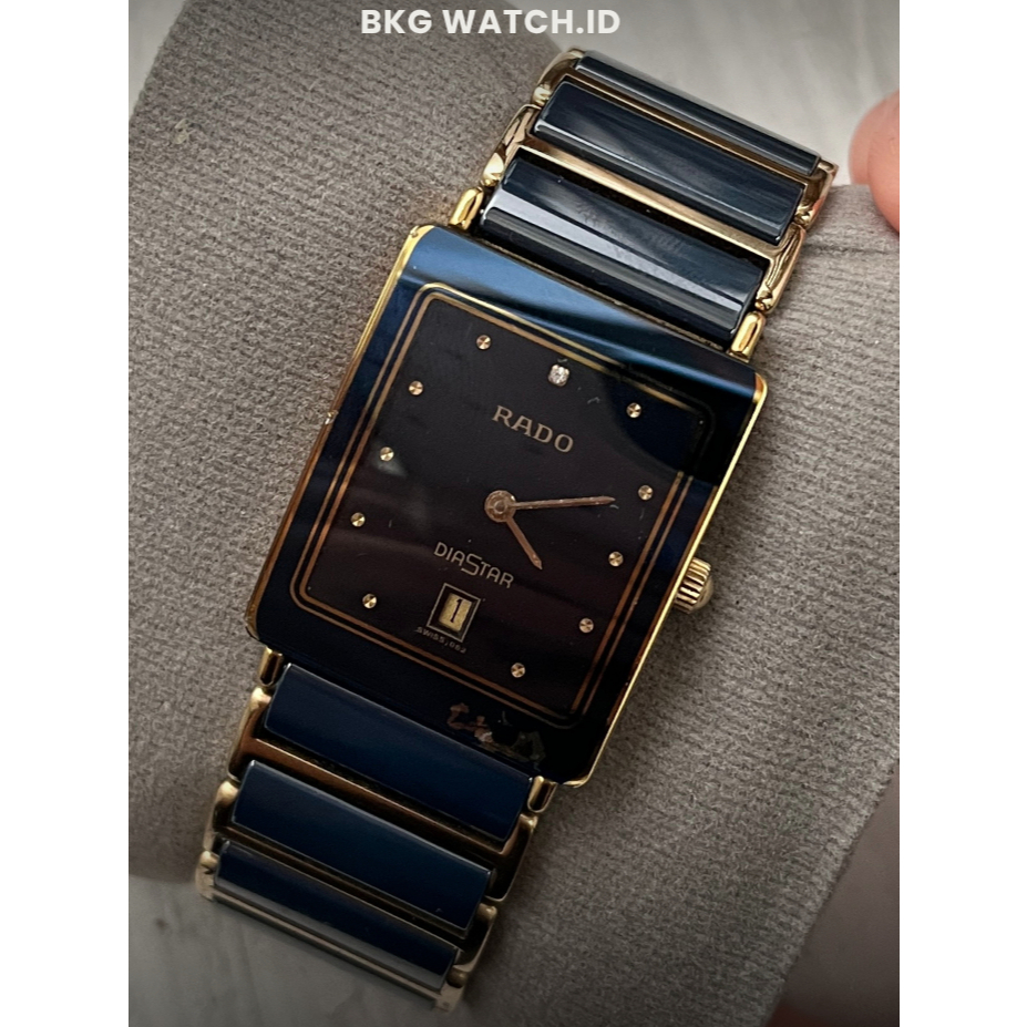 RADO DiaStar Ceramic Black Gold Quartz – Square Case – Diamond Dial – Swiss Made – Second Original
