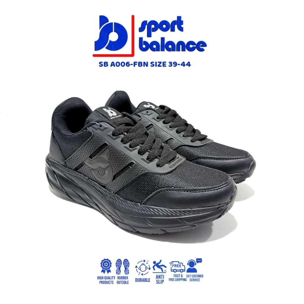 Sneakers Sport Balance A006-FBN NEW FULL BLACK || Sepatu Olahraga Fashion Kets Laki-laki Perempuan F
