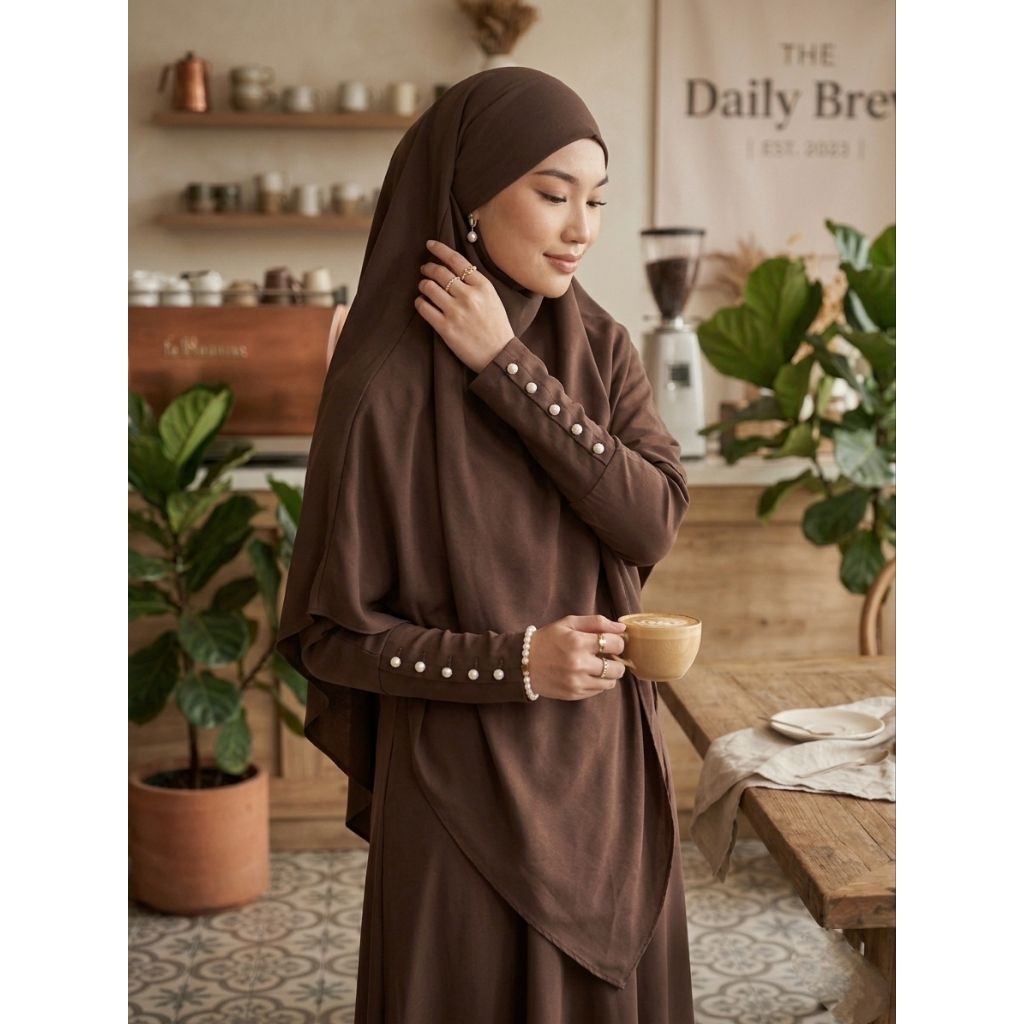 Gamis syar'i One set Gamis Marbela Anti UV French khimar kerudung Cadar | FM