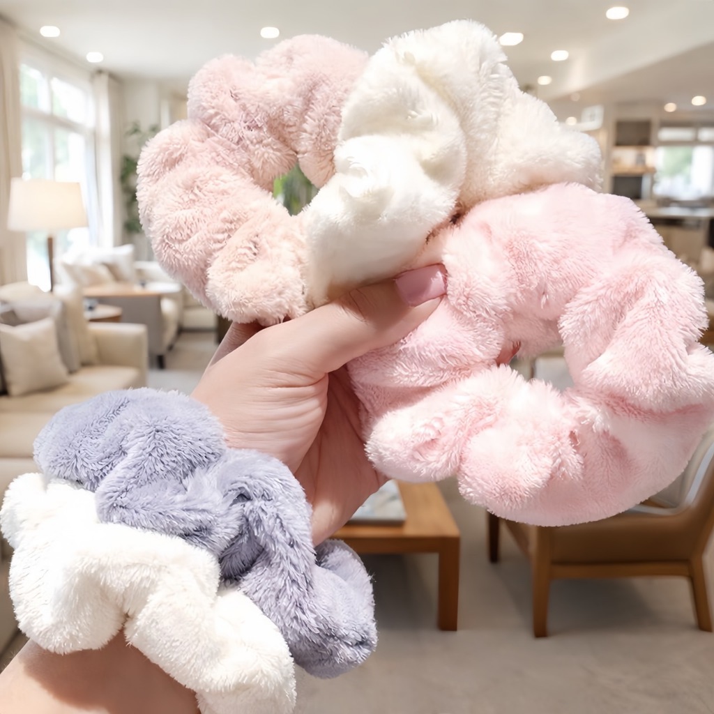 Bandoku - Ikat Rambut Donat Jumbo Ikat Rambut Korea Style Bahan Bulu Halus Scrunchie Donat Premium