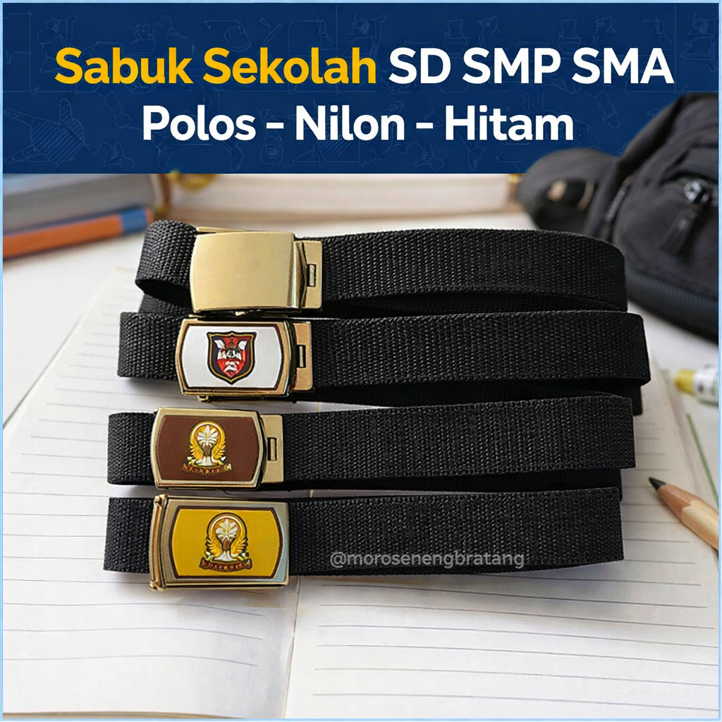 Sabuk sekolah SD SMP SMA Polos - Nilon - Hitam