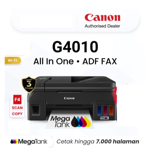 Printer F4 Wifi Canon G4010 - Ink Tank ADF FAX Wireless All In One Print Scan Copy - Garansi Resmi