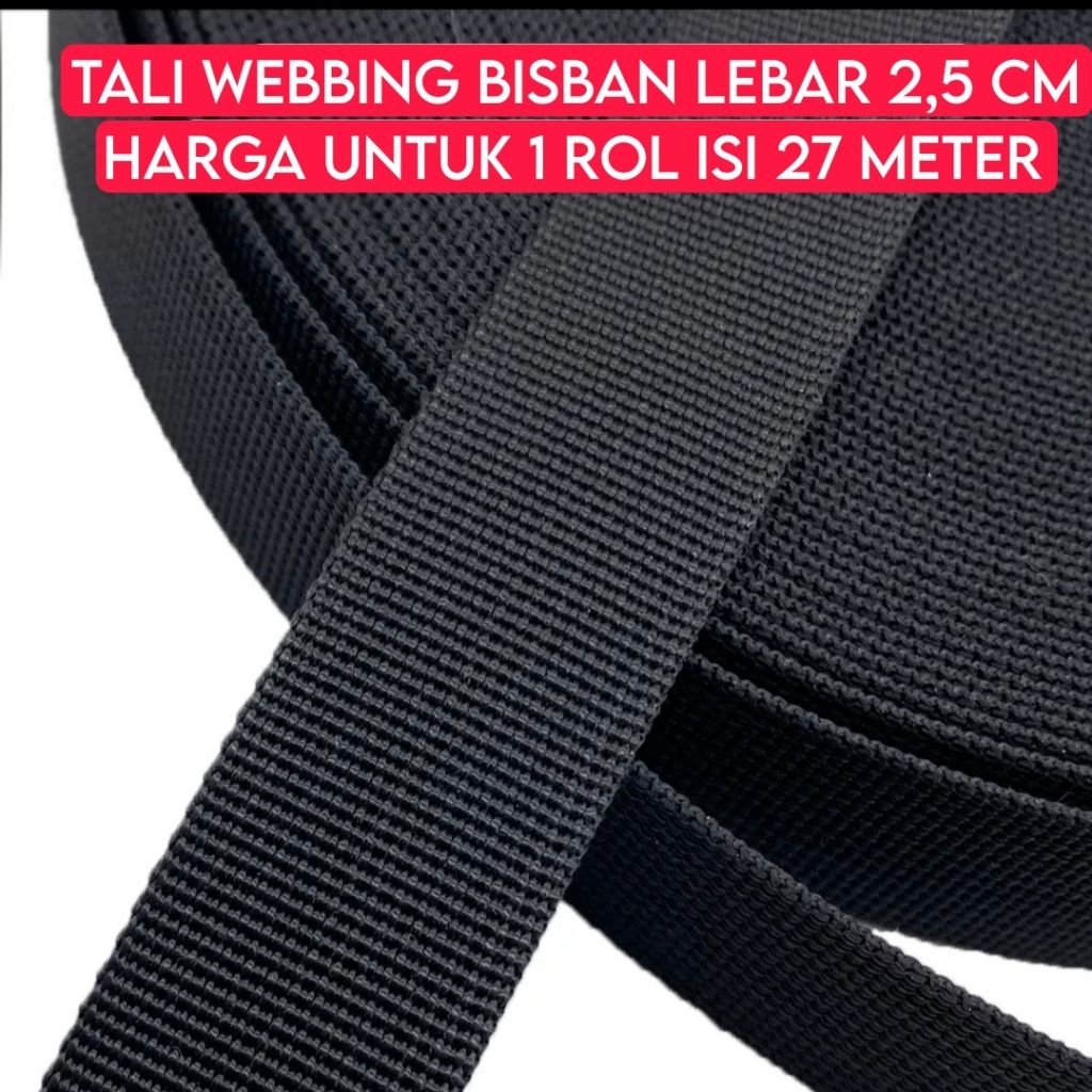 Tali Bisban KRB Webbing Lebar 2.5 cm Rol Bisban Tali Webbing Bisban 2.5 cm
