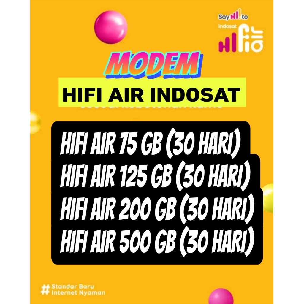 ISI ULANG KUOTA INDOSAT MODEM HIFI AIR 75 GB, 125 GB, 200 GB, 500 GB BULANAN MURAH PROSES CFPAT