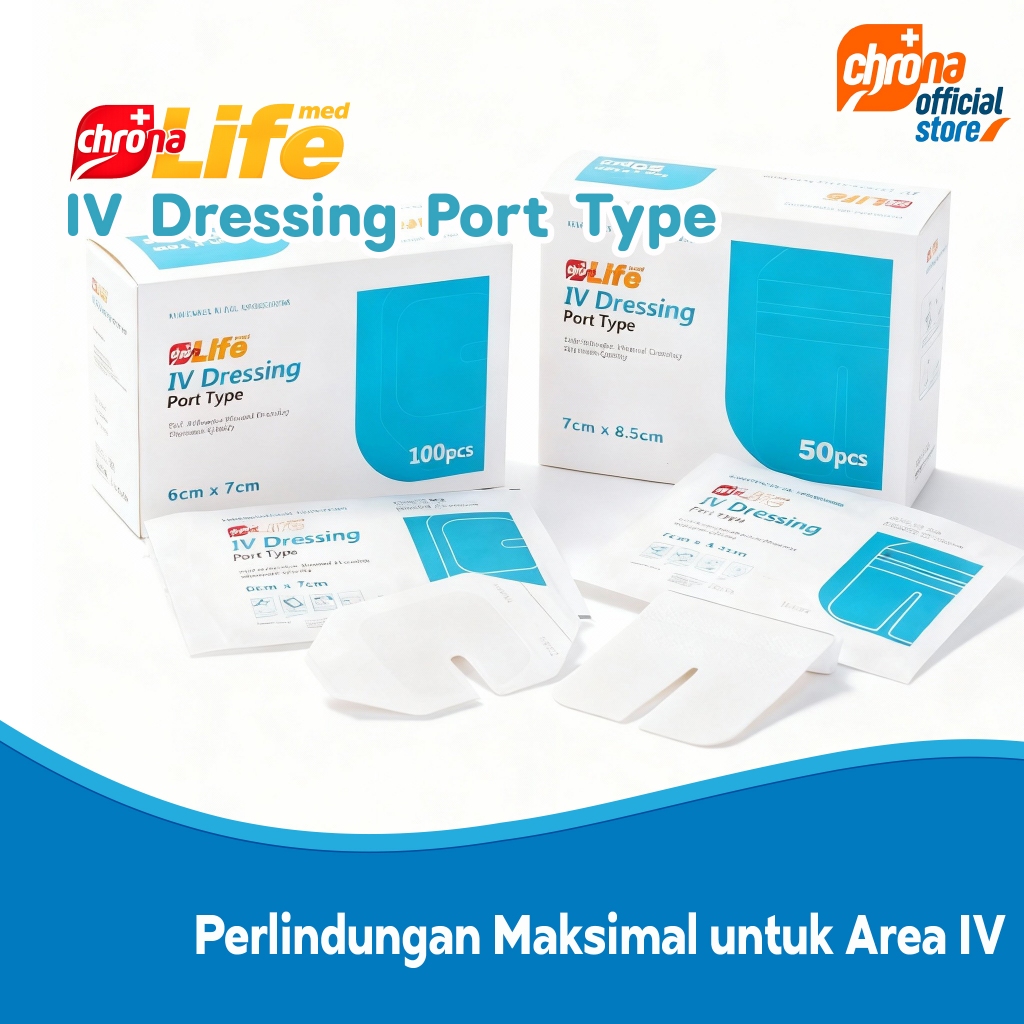 ChronaLifeMed IV Dressing Port Type I Plester Infus Transparan Steril Anti Bakteri