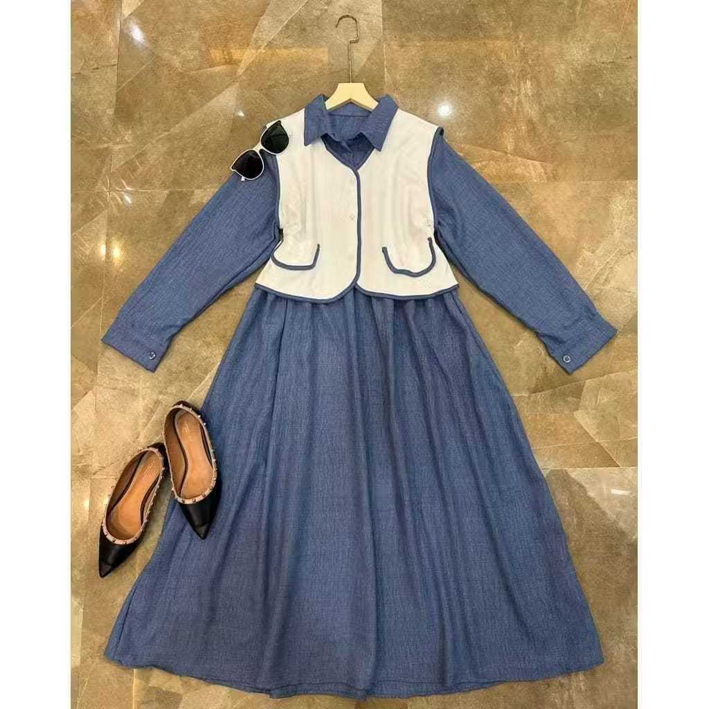 Shakila-Gamis rompi renata/gamis anak/gamis anak perempuan/gamis anak tanggung/gamis anak linen mix 