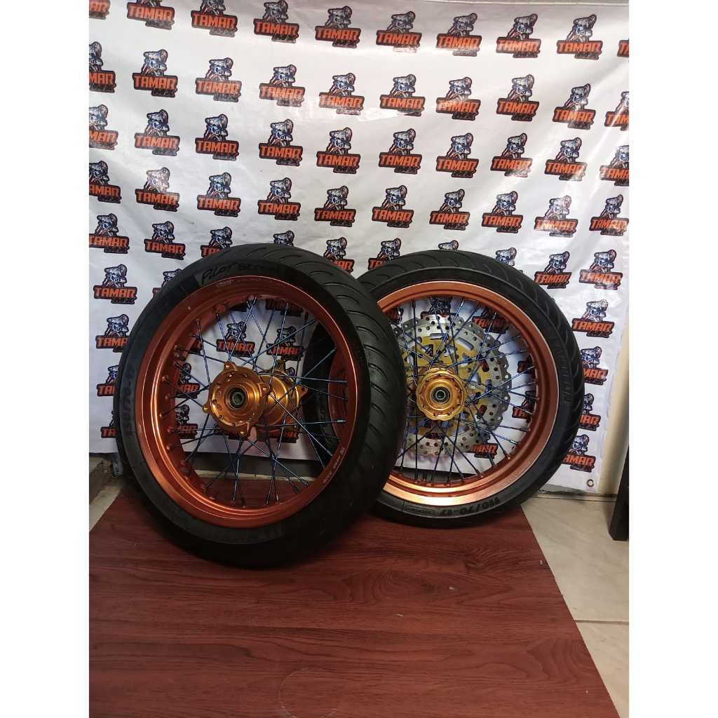 PAKET VELG CRF FULL SCARLET UKUR 300/350 SUPERMOTO STYLE