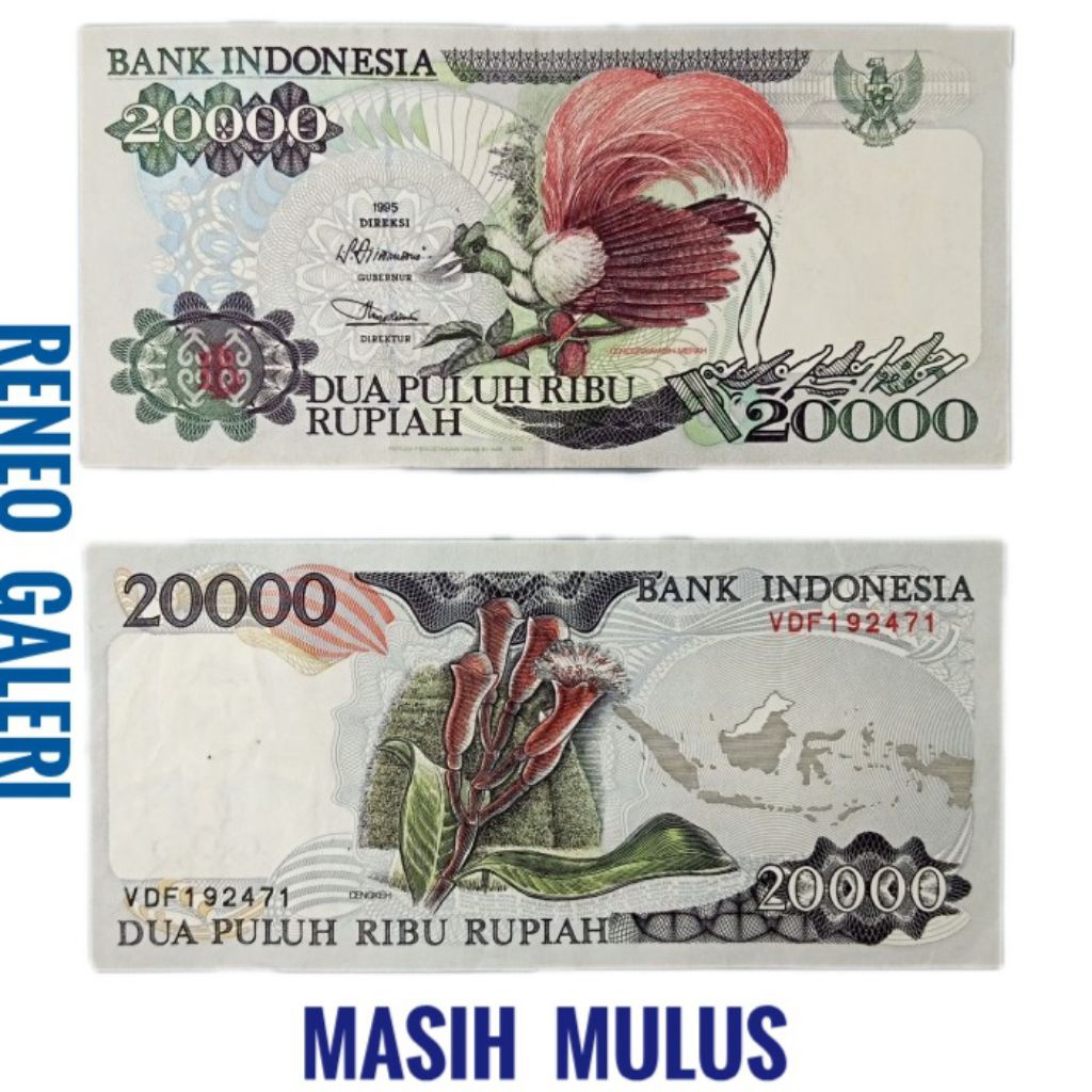 Mulus asli 20.000 Rupiah tahun 1992 1995 Cendrawasih Cengkeh Rp 20000 Uang kertas Kuno original