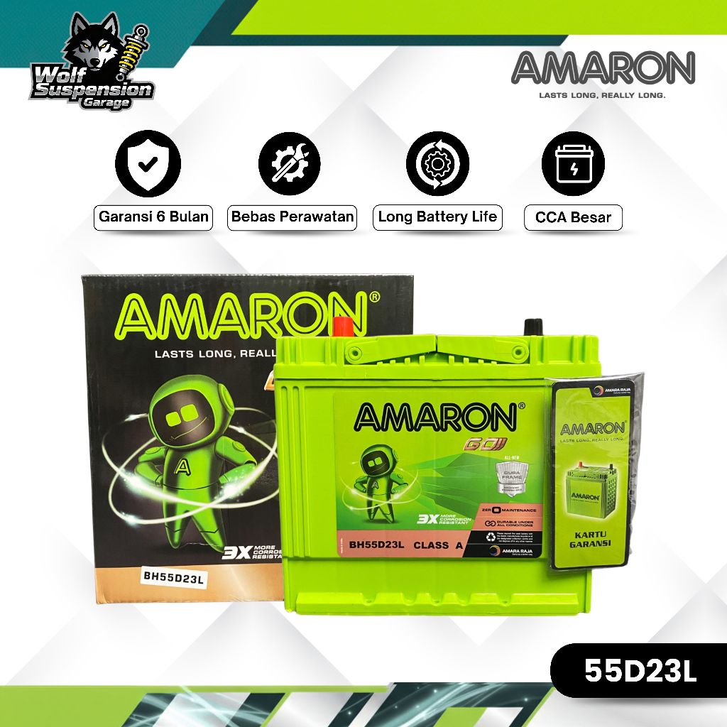 Amaron GO Aki Mobil Wuling Alvez 55D23L 12V / 60Ah Aki Kering
