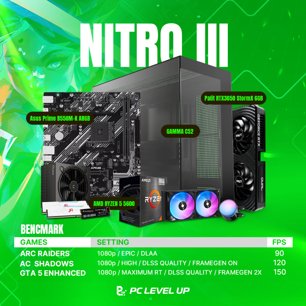 PAKET PC GAMING 14JUTAAN RYZEN 5 5600 RTX 5050 8GB RAM 16GB | Paket PC NITRO III
