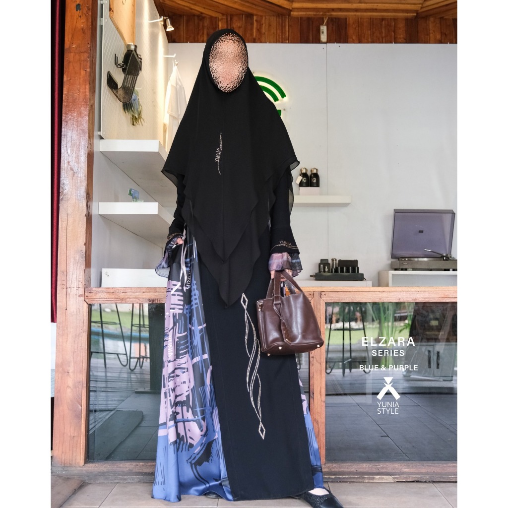 ELZARA BLUE PURPLE BY YUNIA SYARI | DRESS MUSLIMAH MEWAH | SET BAJU MUSLIM | ABAYA | BERGO | FRENCH 