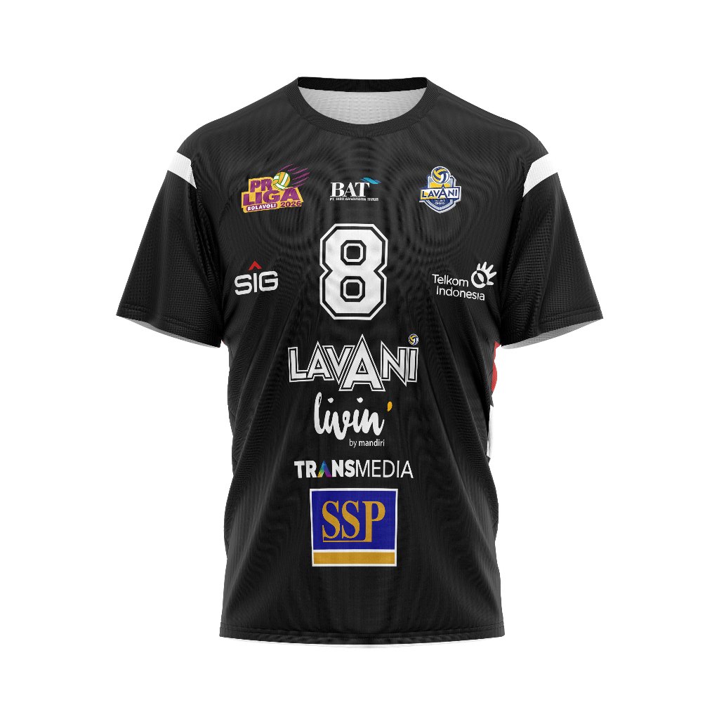 Baju Kaos Tshirt Dewasa Pria Jersey Olahraga Voli Volly Jakarta Lavani Hitam Full Printing Free Cust