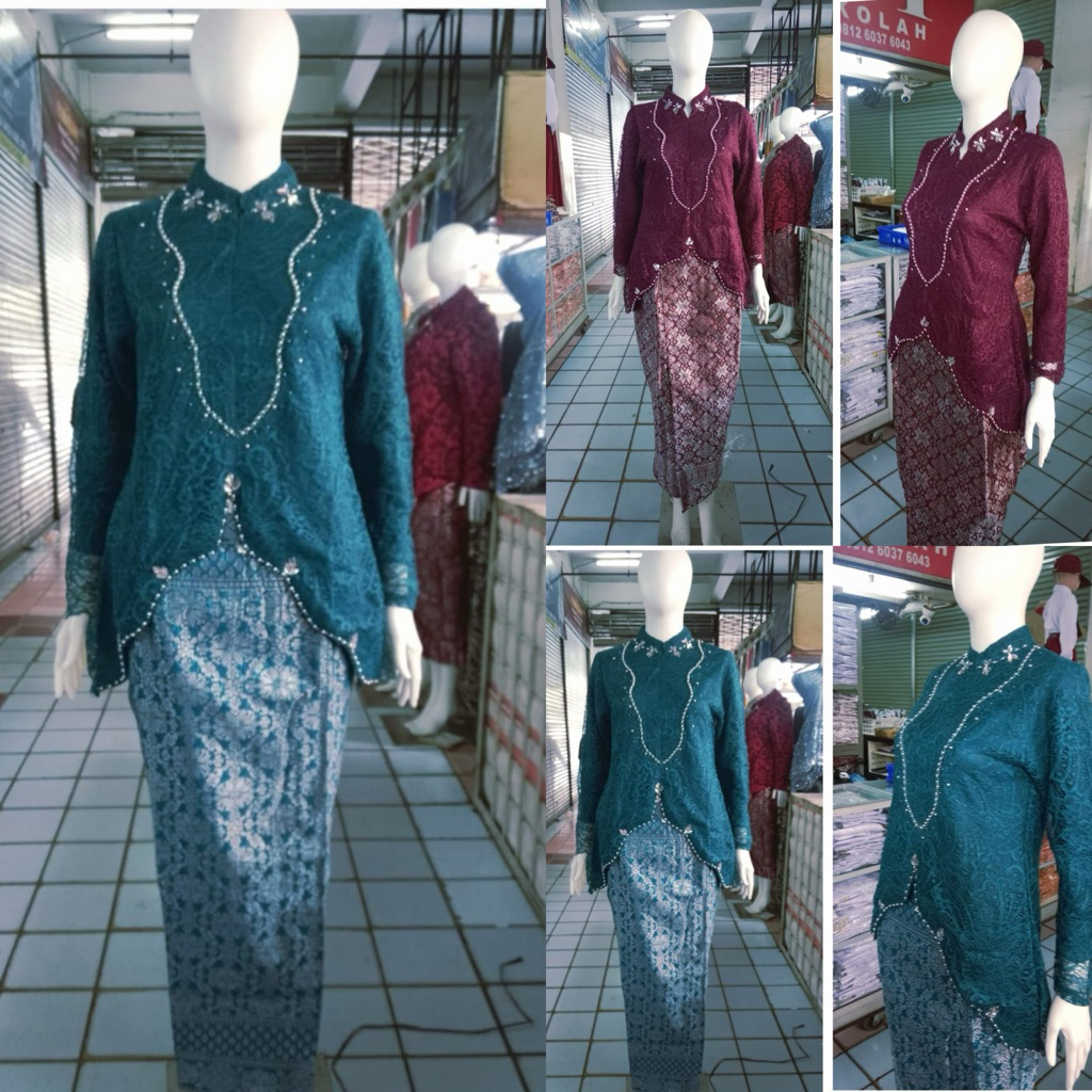 SET SETELAN KEBAYA SONGKET DEWASA BAHAN BROKAT TILLE