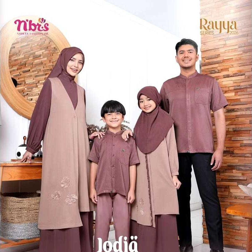 NIBRAS - Sarimbit Nibras 2026 Jodia Plum Family Set Gamis Koko Motif Polos Ukuran All Size Stylish