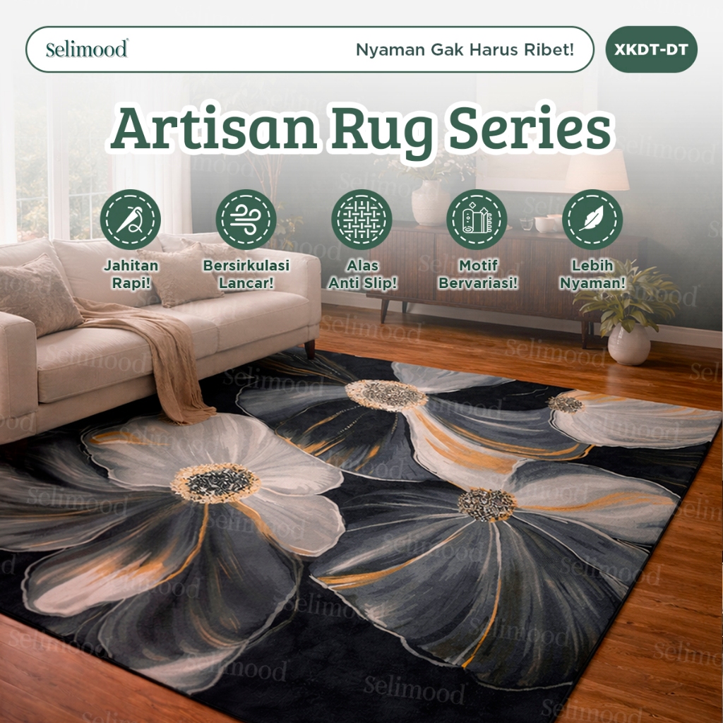 Selimood - Karpet Lantai Polyester Karpet Eropa Jumbo Karpet Permadani Karpet Premium Motif Estetik