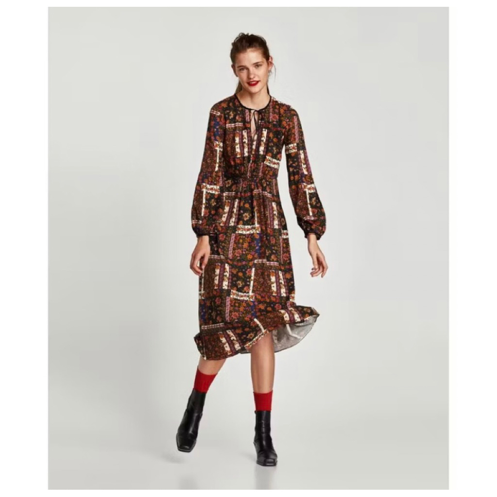 ZARA FLORAL PATCHWORK DRESS