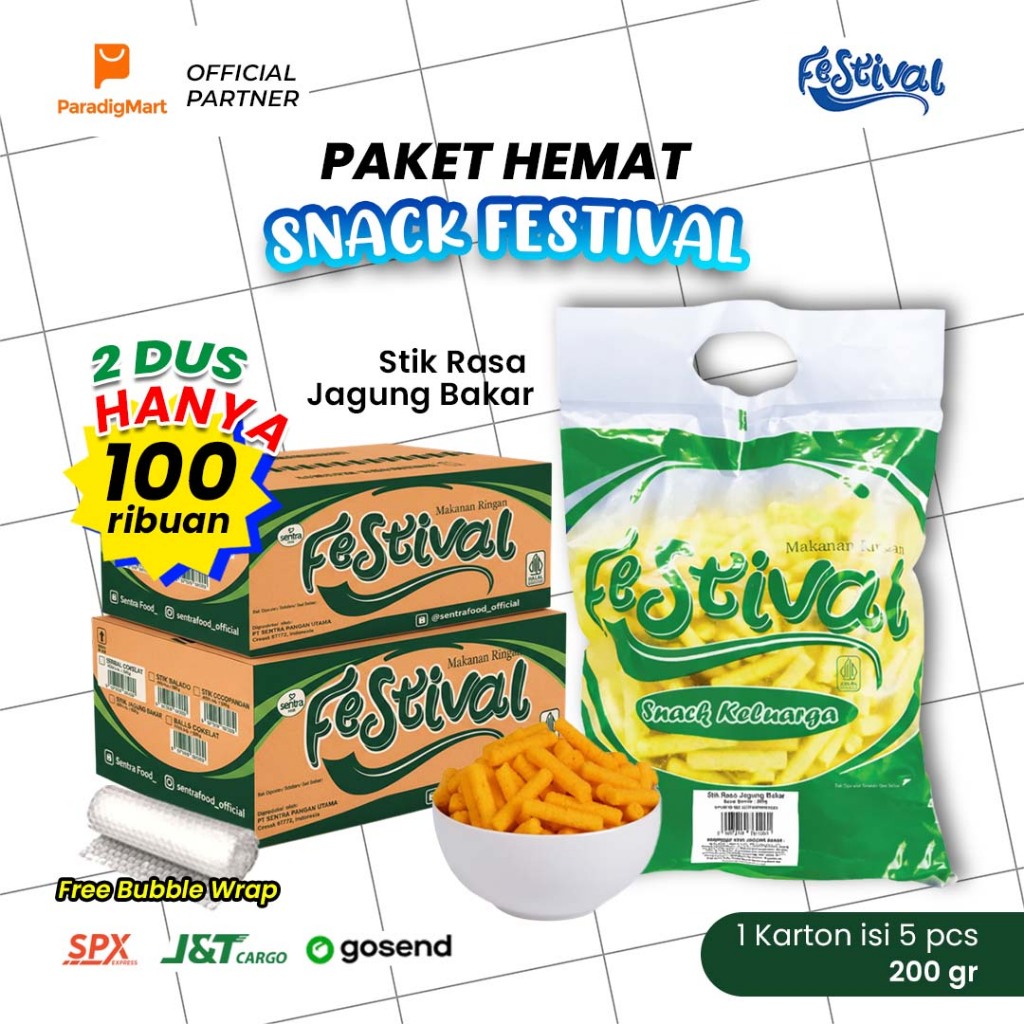 [2 DUS] FESTIVAL Snack Rasa Jagung Bakar Snack Keluarga Halal BPOM