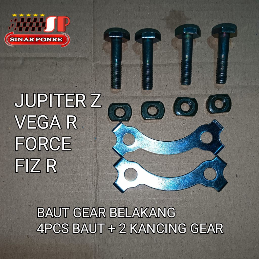 BAUT GEAR BELAKANG JUPITER Z VEGA R FORCE 1 4PCS BAUT + 2 KANCING GEAR