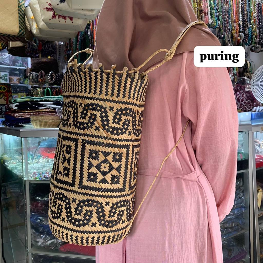 Tas  Rotan Anjad Dayak ransel besar/Tas Kalimantan  pakai PURING