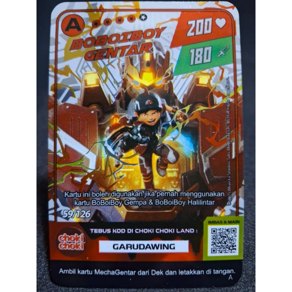 KARTU HOLOGRAM BOBOIBOY GENTAR MONSTA GALAXY CARD (A/59)