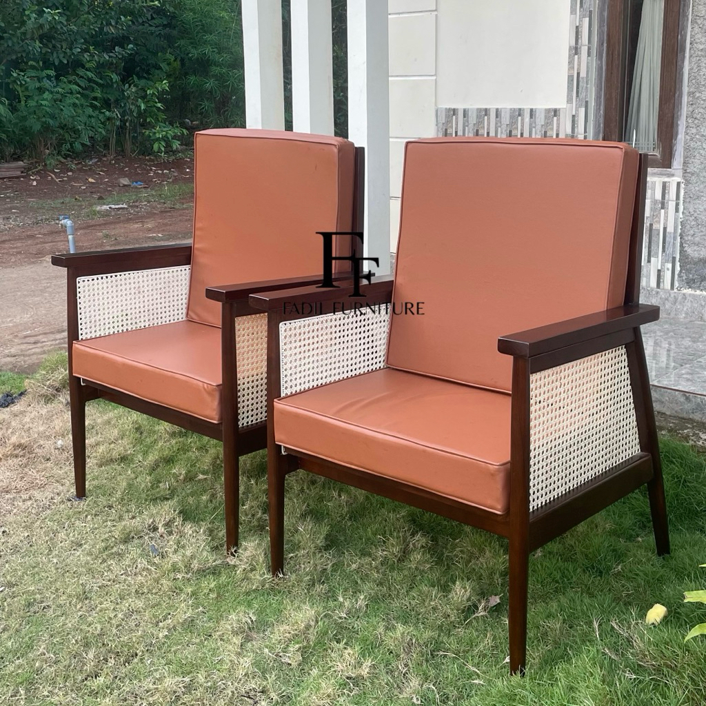 sofa kayu jati sofa minimalis jati rotan sofa single modern