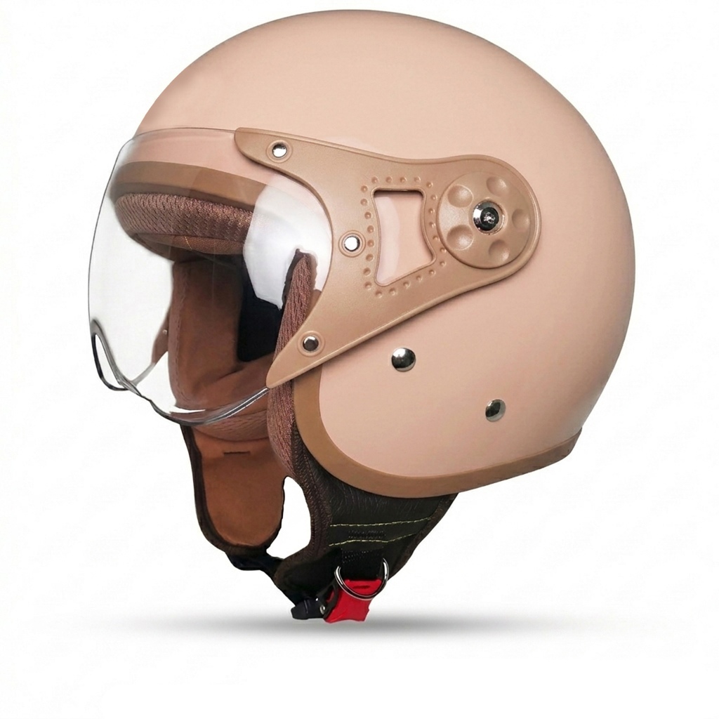 Helm Bogo Pilot | Mocca Glosy | Retro Dewasa Kaca Pilot | Helm Motor SNI Stylish Wanita