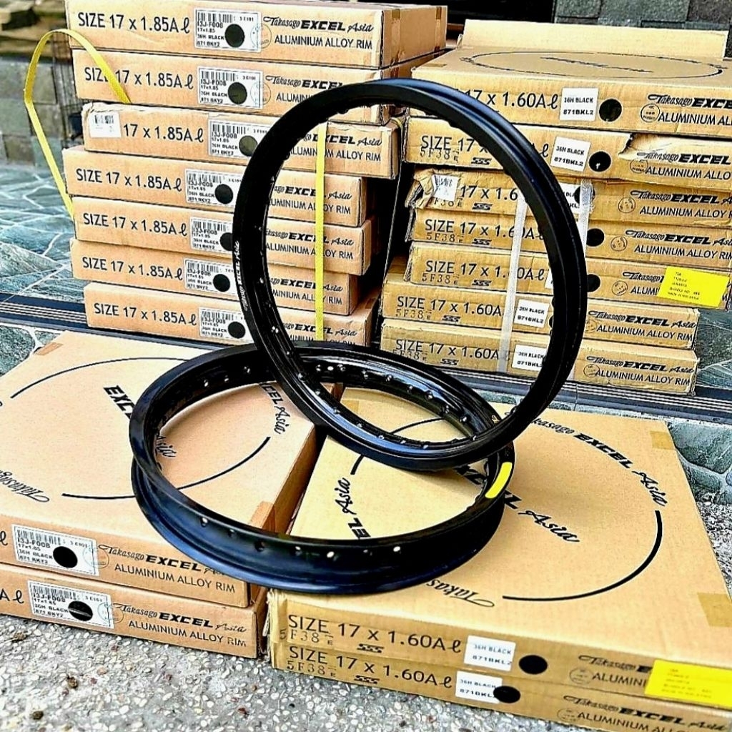 Velg Takasago Excel Asia Ukuran 140/140 Ring 17 Original Japan 1Set (Dpn+Blkg) Titanium / Hitam