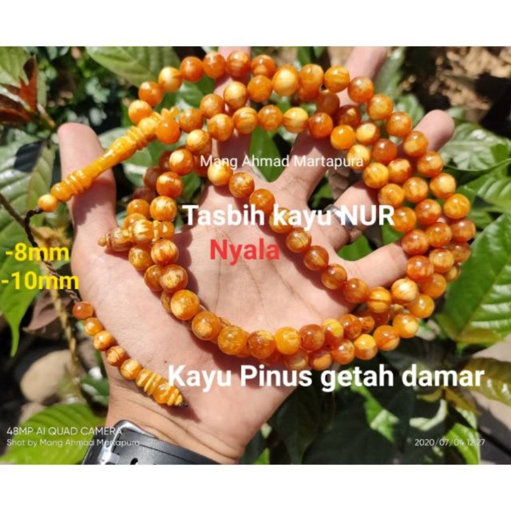 ( COD ) Fashion Muslim Tasbih 33 & 99 Kayu Nur Nyala / kayu Pinus Getah Damar Dim 8mm Asli Original