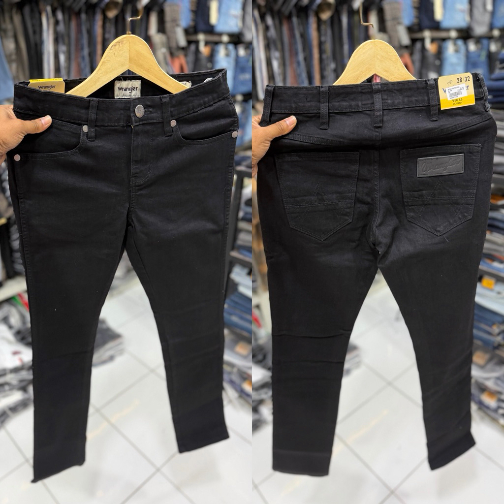 CELANA WRANGLER HITAM PEKAT ORIGINAL SKINNY