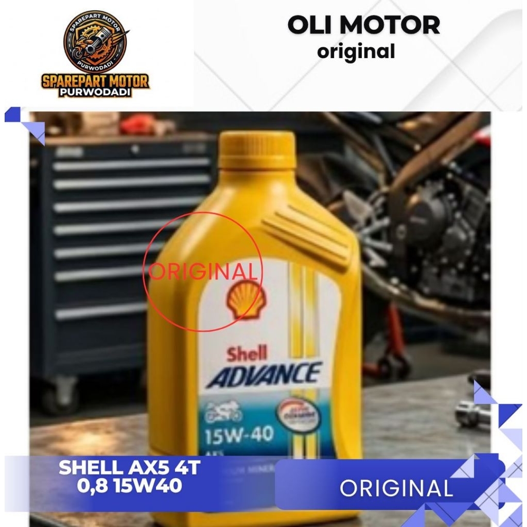 Oli Shell AX5 Sae 15W-40 4T 0,8L Mesin Sepeda Motor 4 Tak 4tak Bebek ORIGINAL