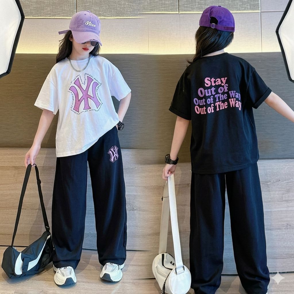 SETELAN BAJU ANAK PEREMPUAN USIA 1-8 TAHUN / ONESET KAOS DAN BAGGY PANTS ANAK PEREMPUAN