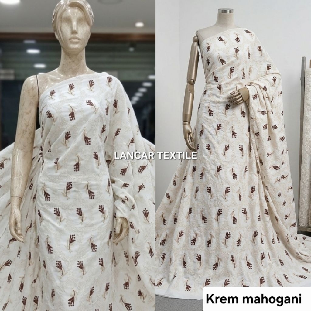 Kain bahan katun bordir jepang halus / Kain katun bordir jepang premium