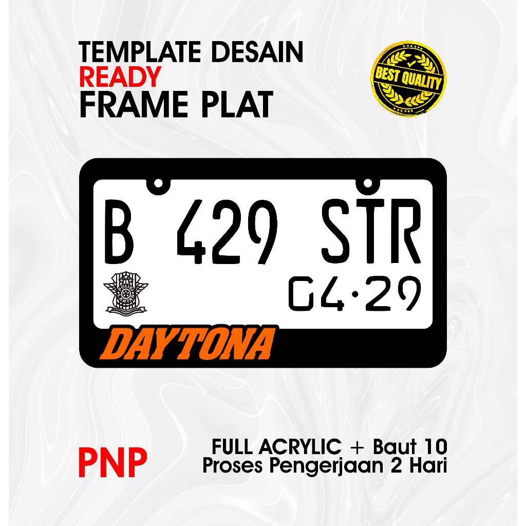 Frame Plat Nomor | Daytona | Full Acrylic | PNP All Motor | JDM Universal | Free Design | Frame Lase