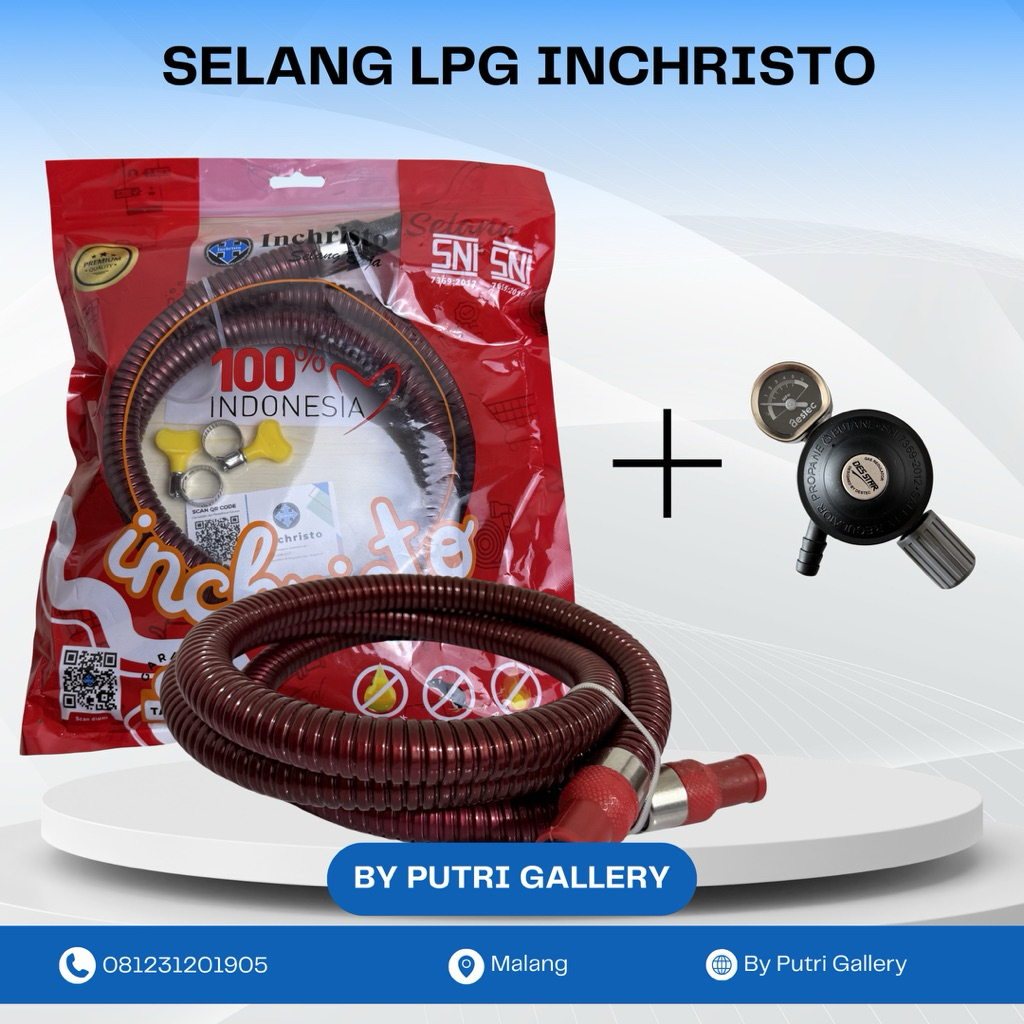 Paket Aman Stabil Selang Baja Inchristo + Regulator Destar