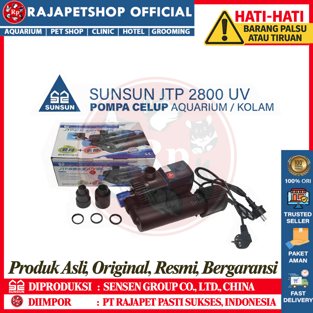 100 % ORIGINAL SUNSUN JTP 2800 UV POMPA CELUP + UV KOLAM AQUARIUM