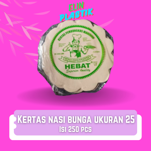 Kertas Nasi / Kertas Minyak / Kertas Nasi Bunga 25 / Kertas Nasi Bulat 25 / Kertas Nasi Hebat Bunga 