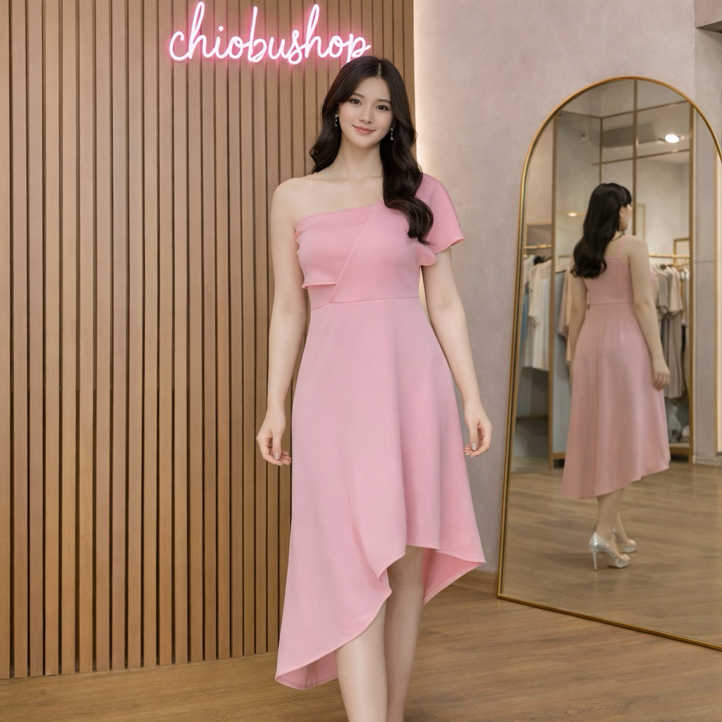Chiobushop - [Disya] Dress Wanita One Shoulder High Low Midi Dress Elegan Premium Dress Pesta Kondan