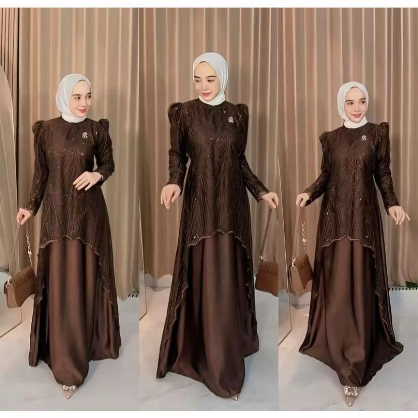 Amanda Gamis Panjang Elegan untuk Pesta Outfit Muslimah Modern & Anggun Gamis Pesta Model Kekinian G