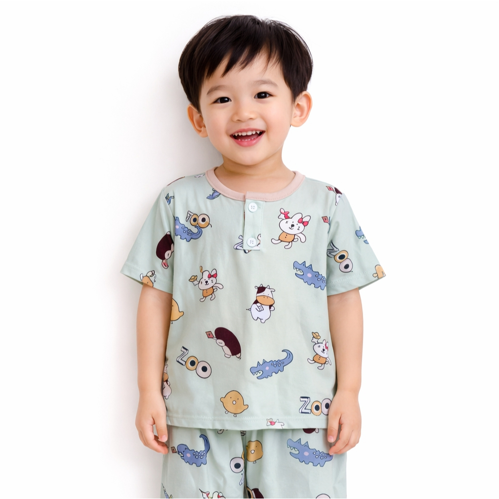 Jimbo kids Baju Tidur Anak Laki-laki Piyama Anak Laki-laki Bahan Katun Rayon Usia 0-6 Tahun