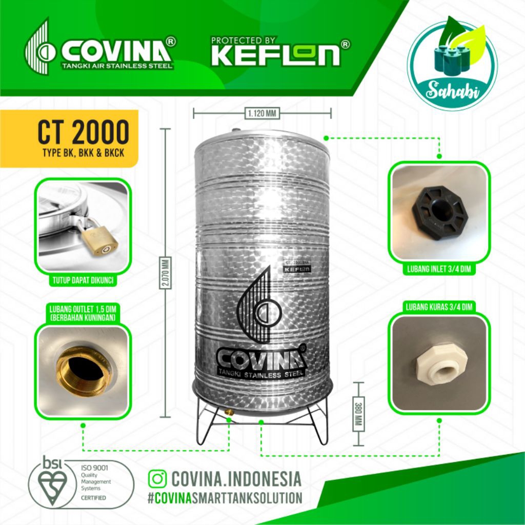 Tandon Air / Toren Air / Tangki Air Stainless COVINA 2000 BKK