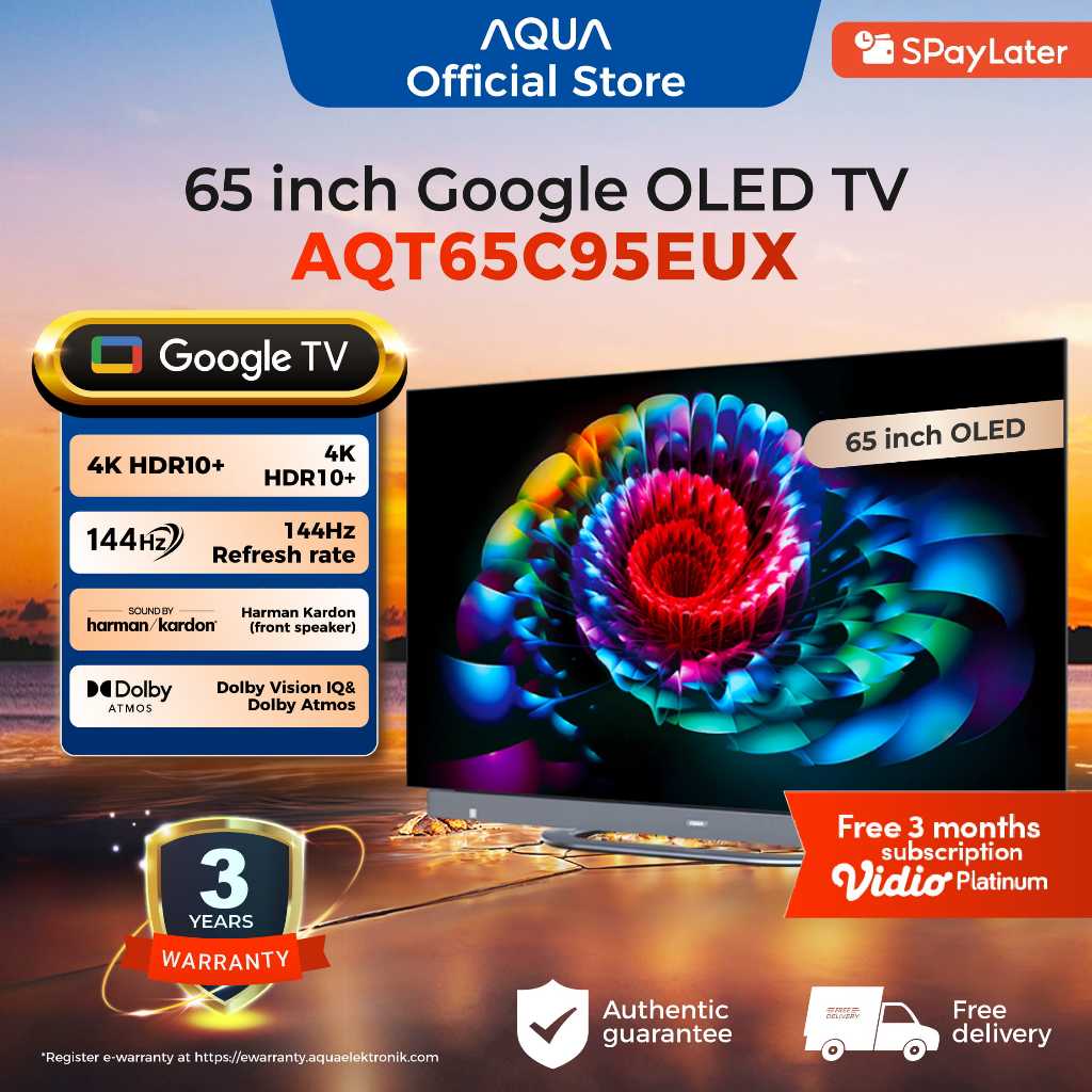 AQUA Elektronik TV AQT65C95EUX-4K OLED-HDR 10+-Harman Kardon-Google TV - Dolby Vision & Atmos-144 Hz