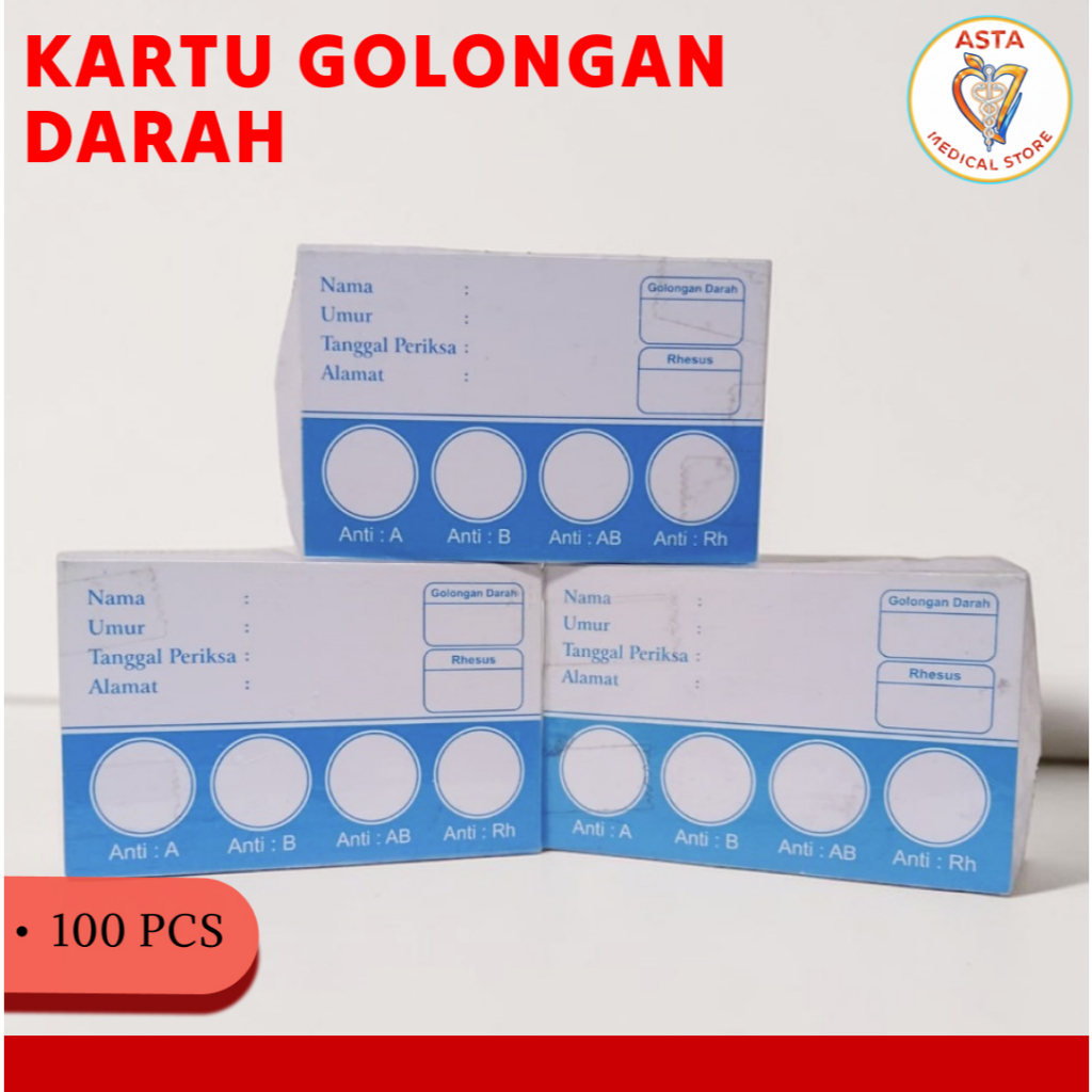 Kartu Golongan Darah Isi 100 Lembar | Kertas Tes Golongan Darah