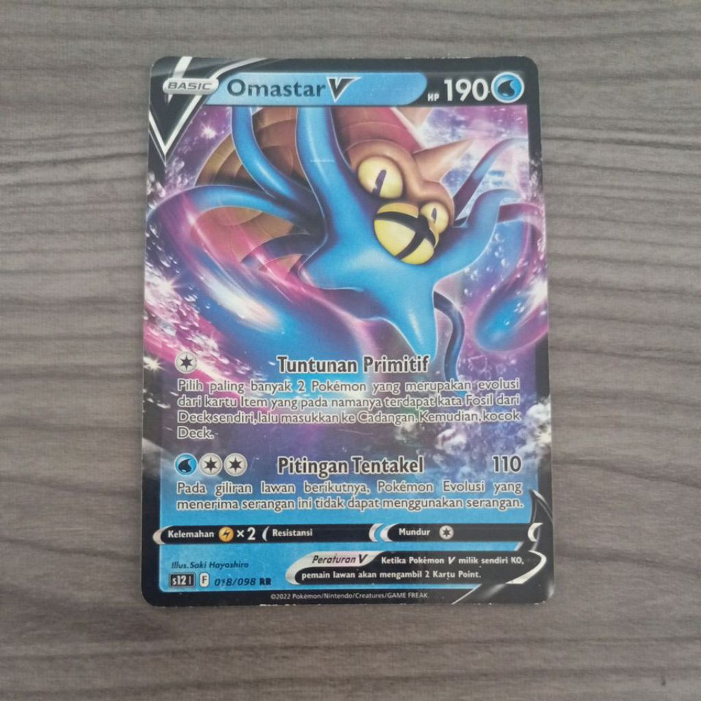 Omastar V RR 018/098 ID Holo Original Pokemon Card TCG Kartu Pokemon Bahasa Indonesia FREE Sleeve
