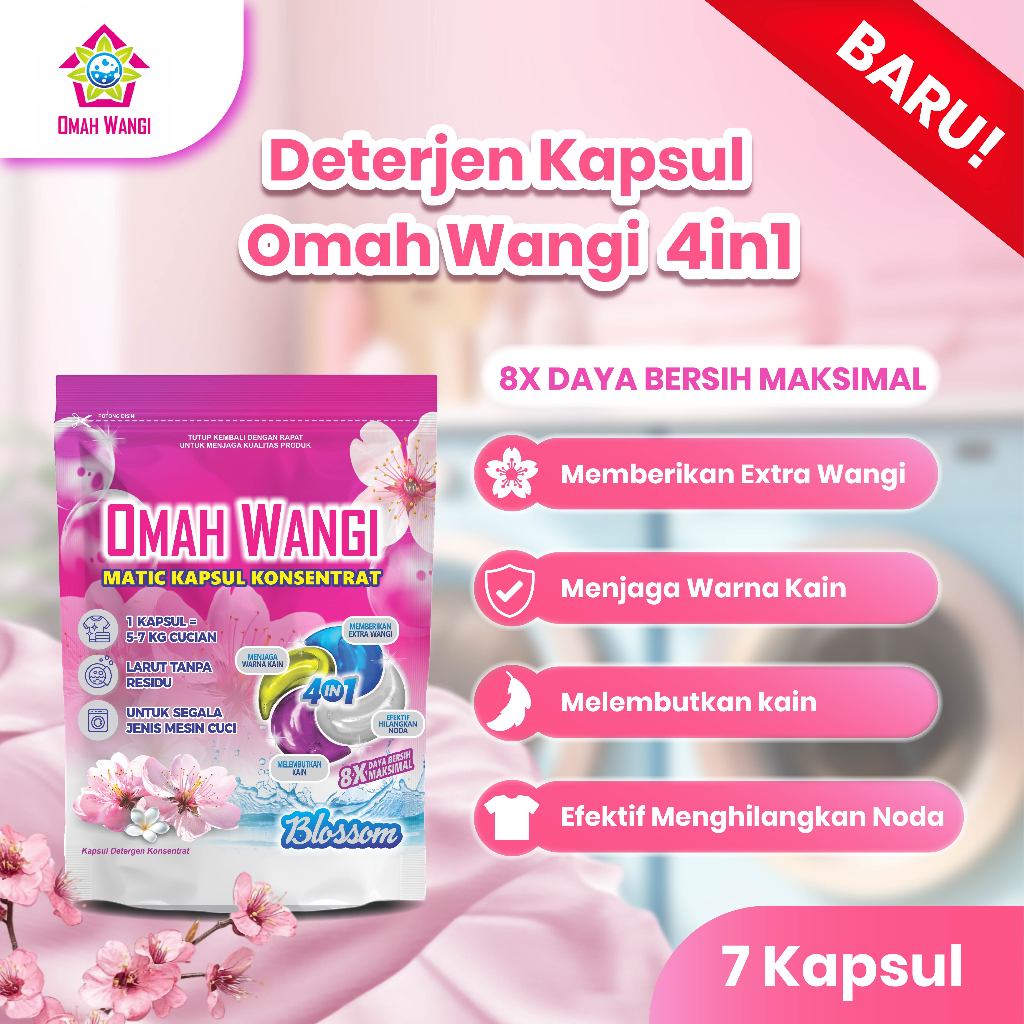 Deterjen Kapsul Omah Wangi Isi 7 Laundry Pods Praktis Sabun Cuci Baju Anti Noda Sudah Berizin Edar K