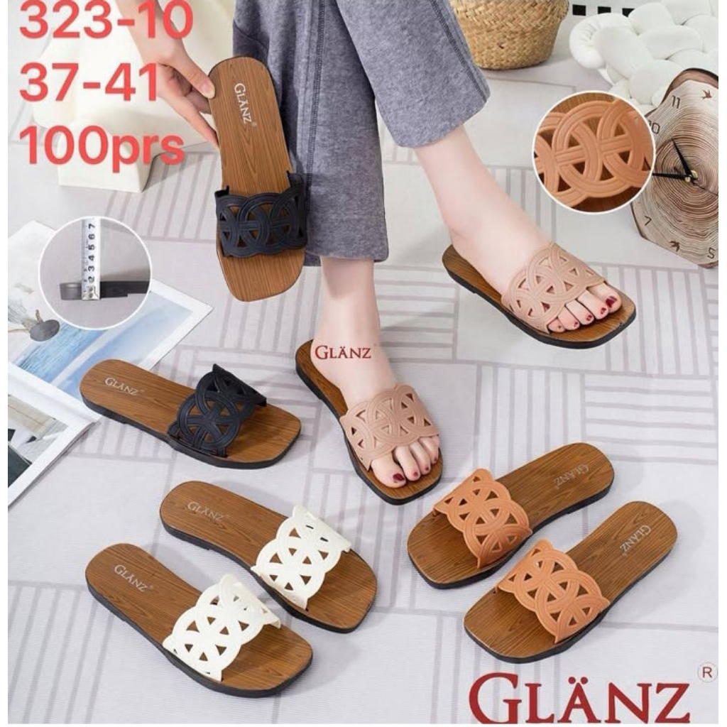 Sandal Wanita Slop GLANZ - 323 / Sandal teplek wanita / Sandal Karet bahan ringan ukuran 37-40
