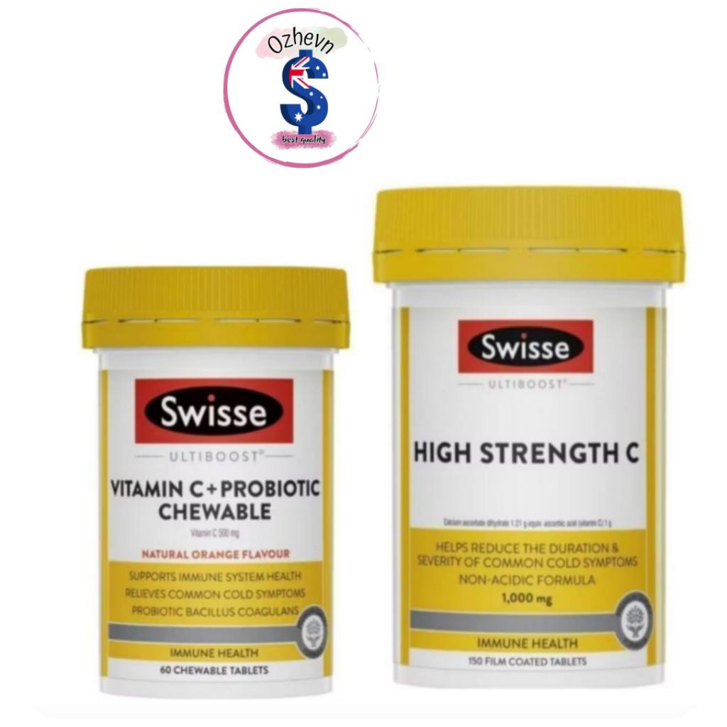 Swisse Vitamin C + Probiotic Chewable 60 Chewable Tablets / Swisse High Strength C 150 Tablets