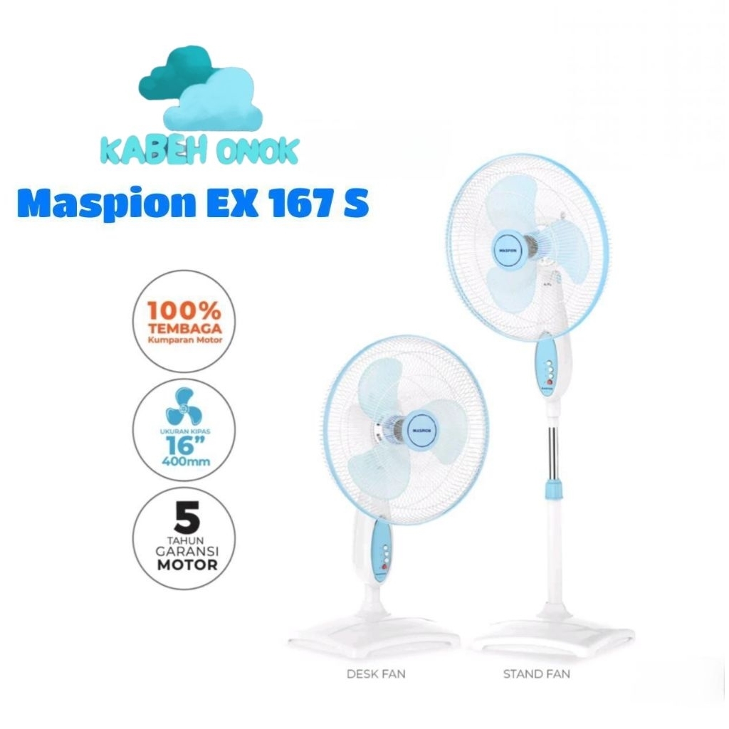 Kipas Angin Berdiri Maspion EX-167 S / Maspion EX167S EX 167 S / Maspion Stand Fan 16 Inch